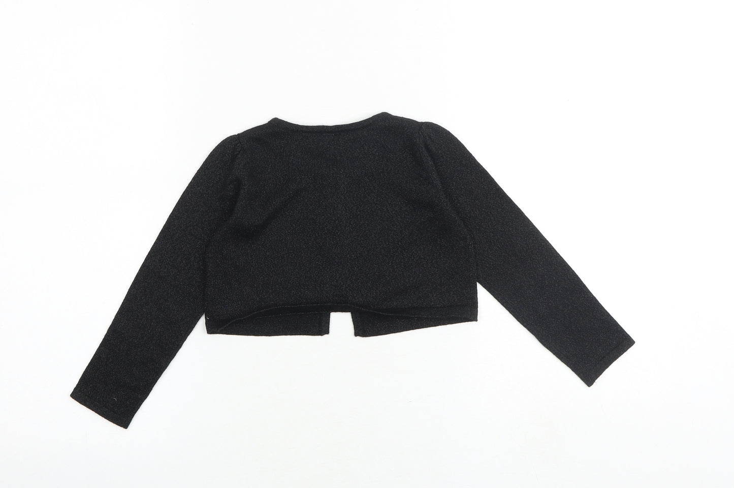 Gymboree Girls Black Round Neck Cotton Cardigan Jumper Size 4 Years Button