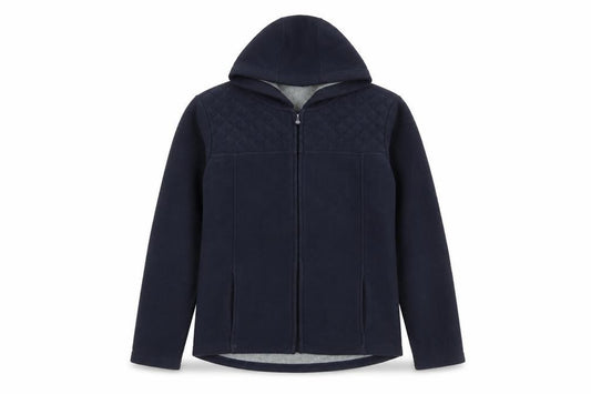 Front view of E Studio men’s blue jacket, size M, zip