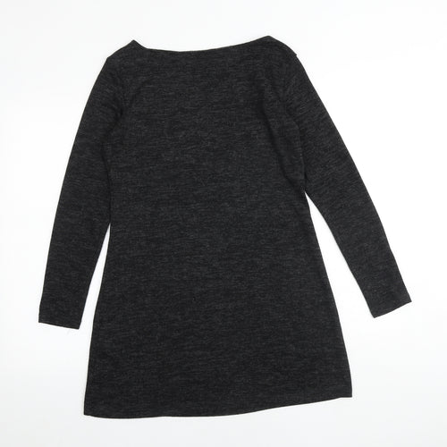 Lily Originals Womens Grey Viscose Jumper Dress Size 12 Boat Neck Pullover