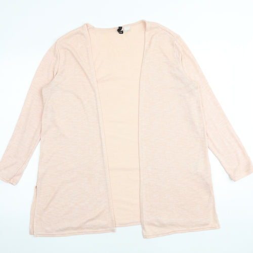 H&M Womens Pink V-Neck Acrylic Cardigan Jumper Size L