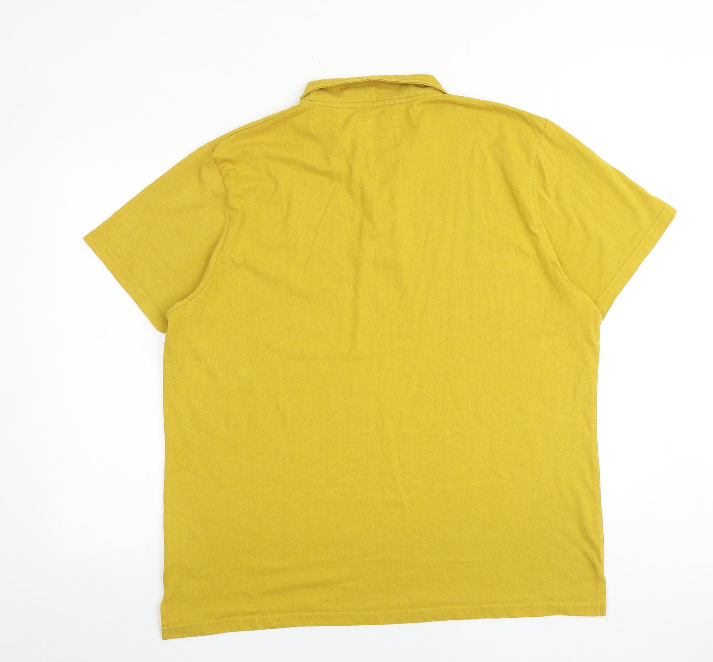 Weird Fish Mens Yellow Cotton Polo Size 2XL Collared Button