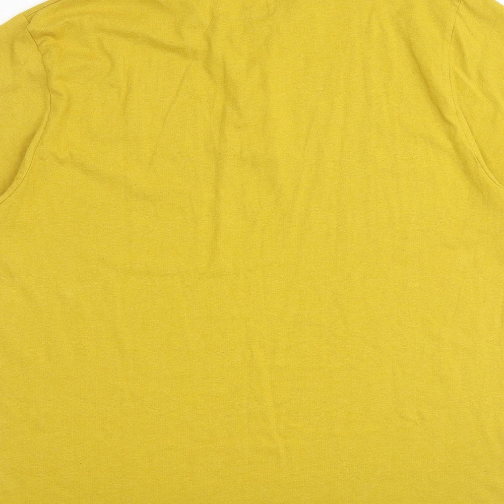Weird Fish Mens Yellow Cotton Polo Size 2XL Collared Button