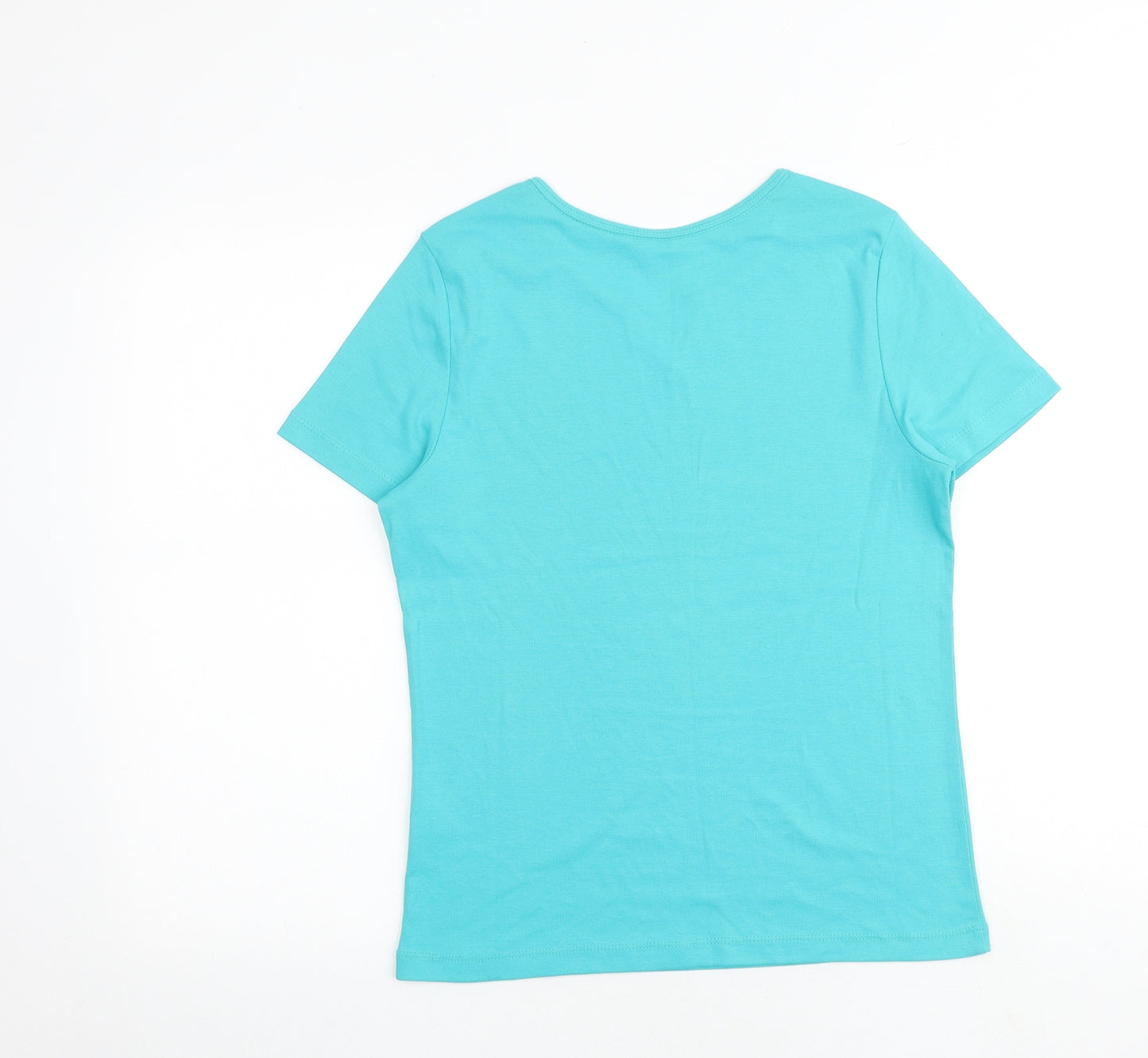 Bonmarché Womens Blue 100% Cotton Basic T-Shirt Size S V-Neck