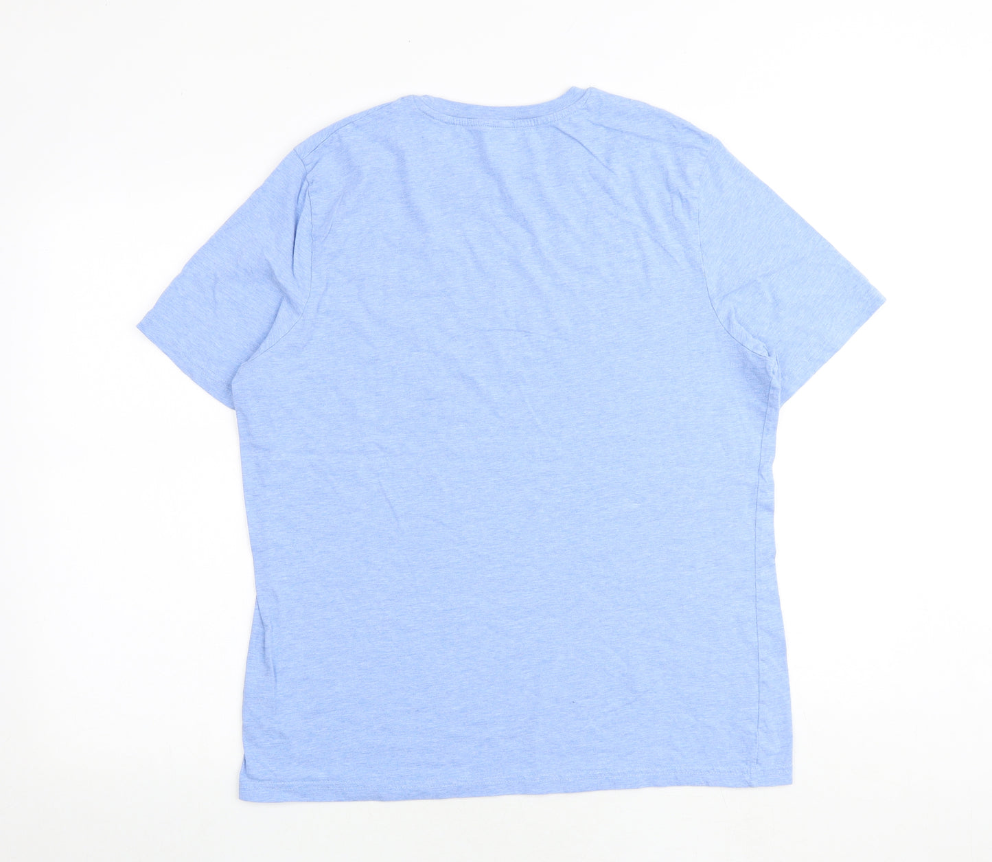 Marks and Spencer Mens Blue Cotton T-Shirt Size L Round Neck