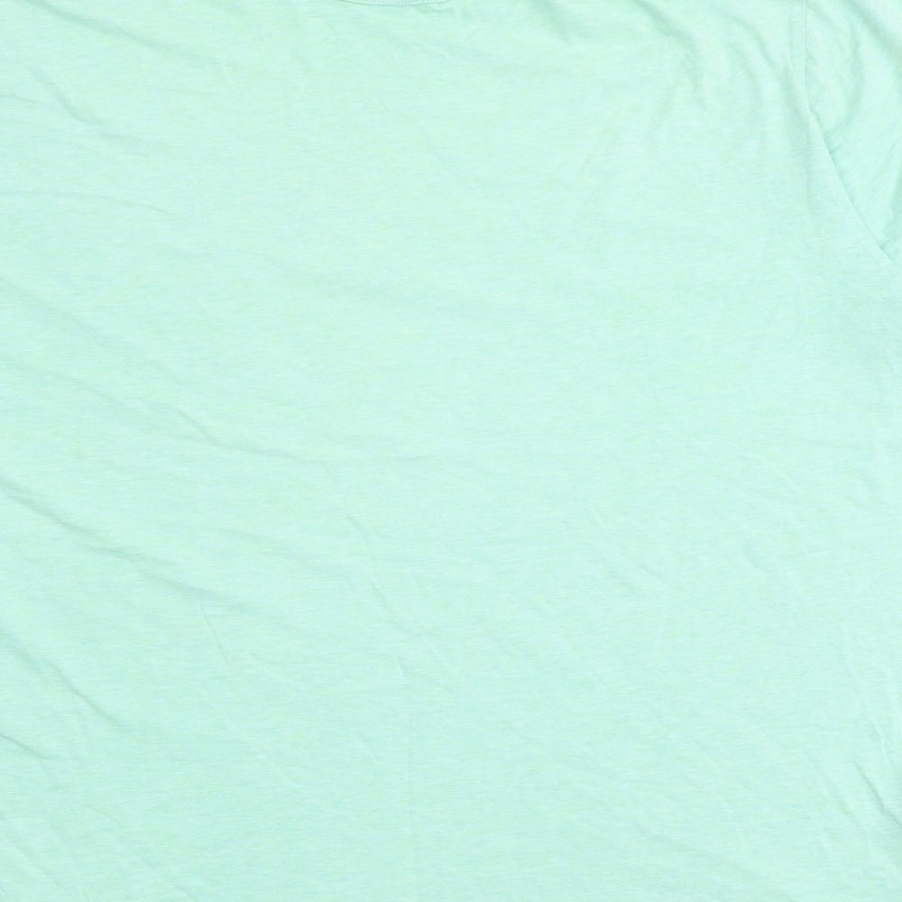 Marks and Spencer Mens Green Cotton T-Shirt Size L Round Neck