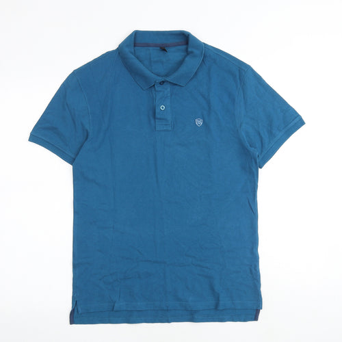 Body Soul Mens Blue Cotton Polo Size M Collared Button
