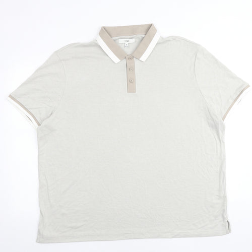 Marks and Spencer Mens Beige Polyester Polo Size 3XL Collared Button