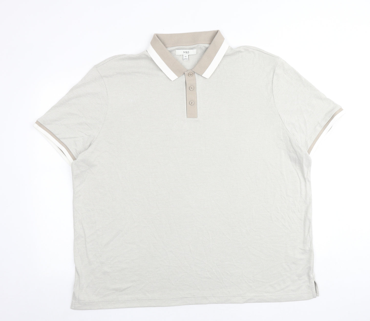 Marks and Spencer Mens Beige Polyester Polo Size 3XL Collared Button