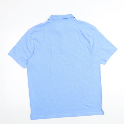 Marks and Spencer Mens Blue 100% Cotton Polo One Size Collared Button - Chest size 36in