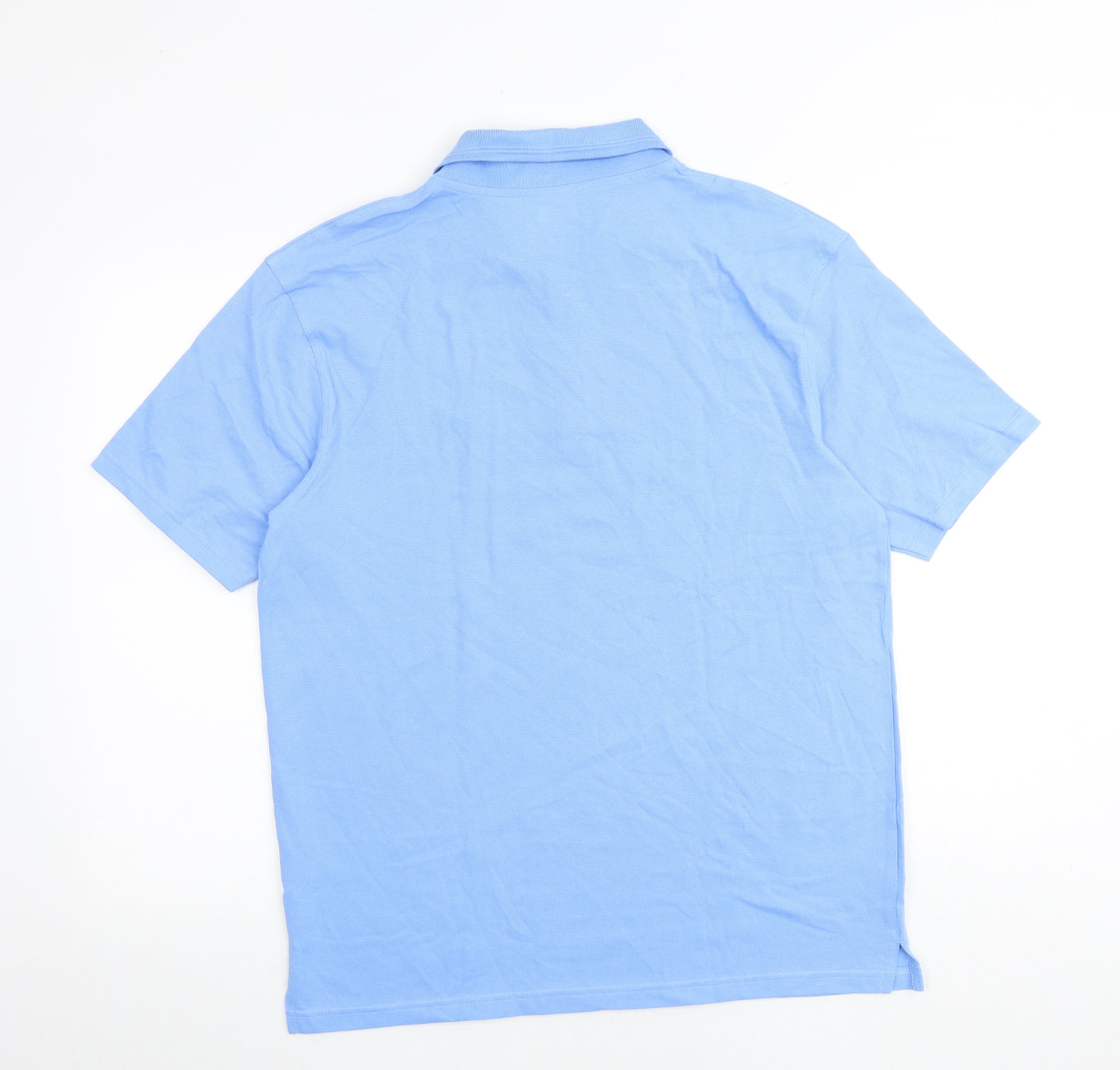 Marks and Spencer Mens Blue 100% Cotton Polo One Size Collared Button - Chest size 36in