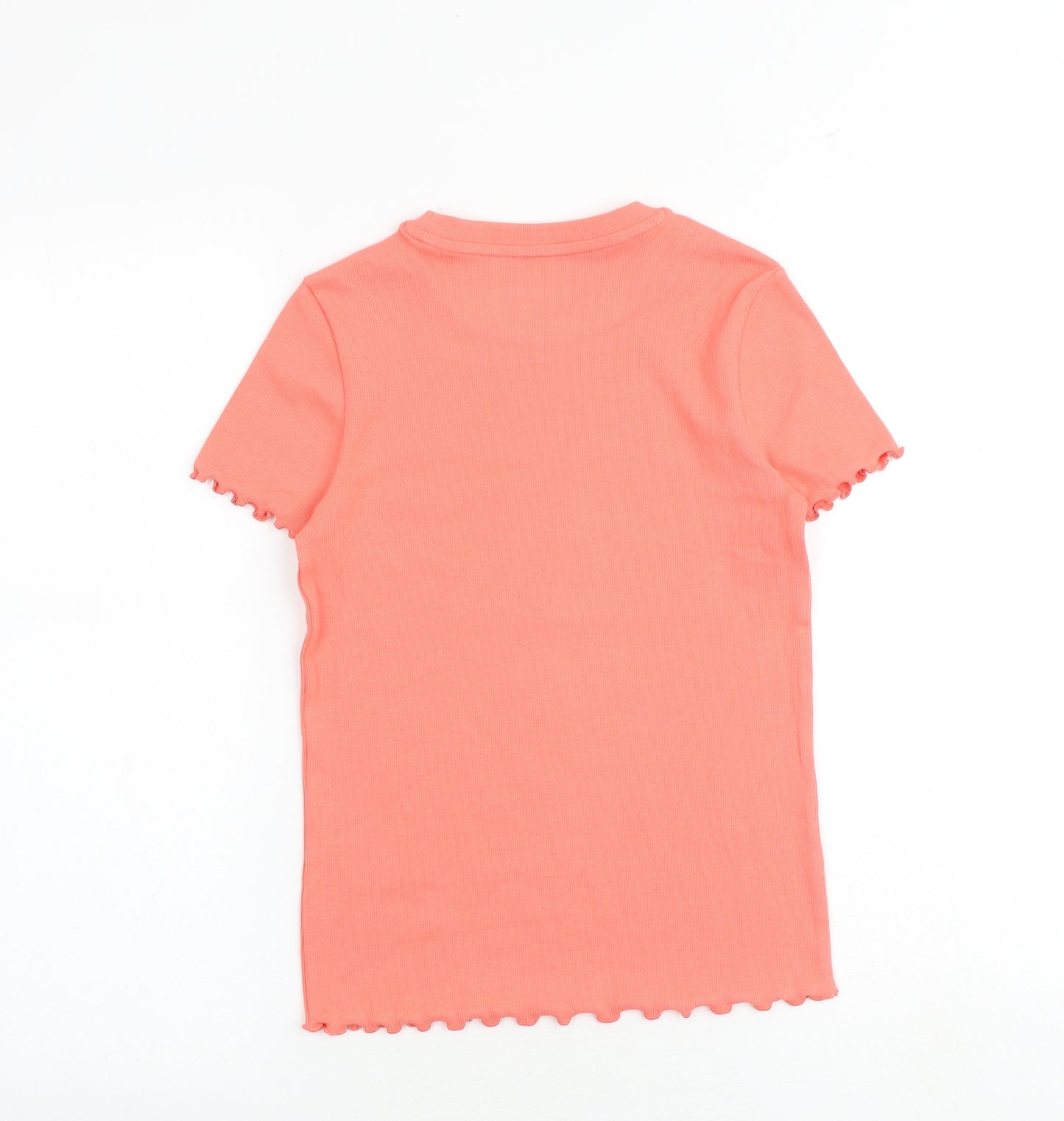 Marks and Spencer Girls Pink Cotton Basic T-Shirt Size 10-11 Years Round Neck Pullover