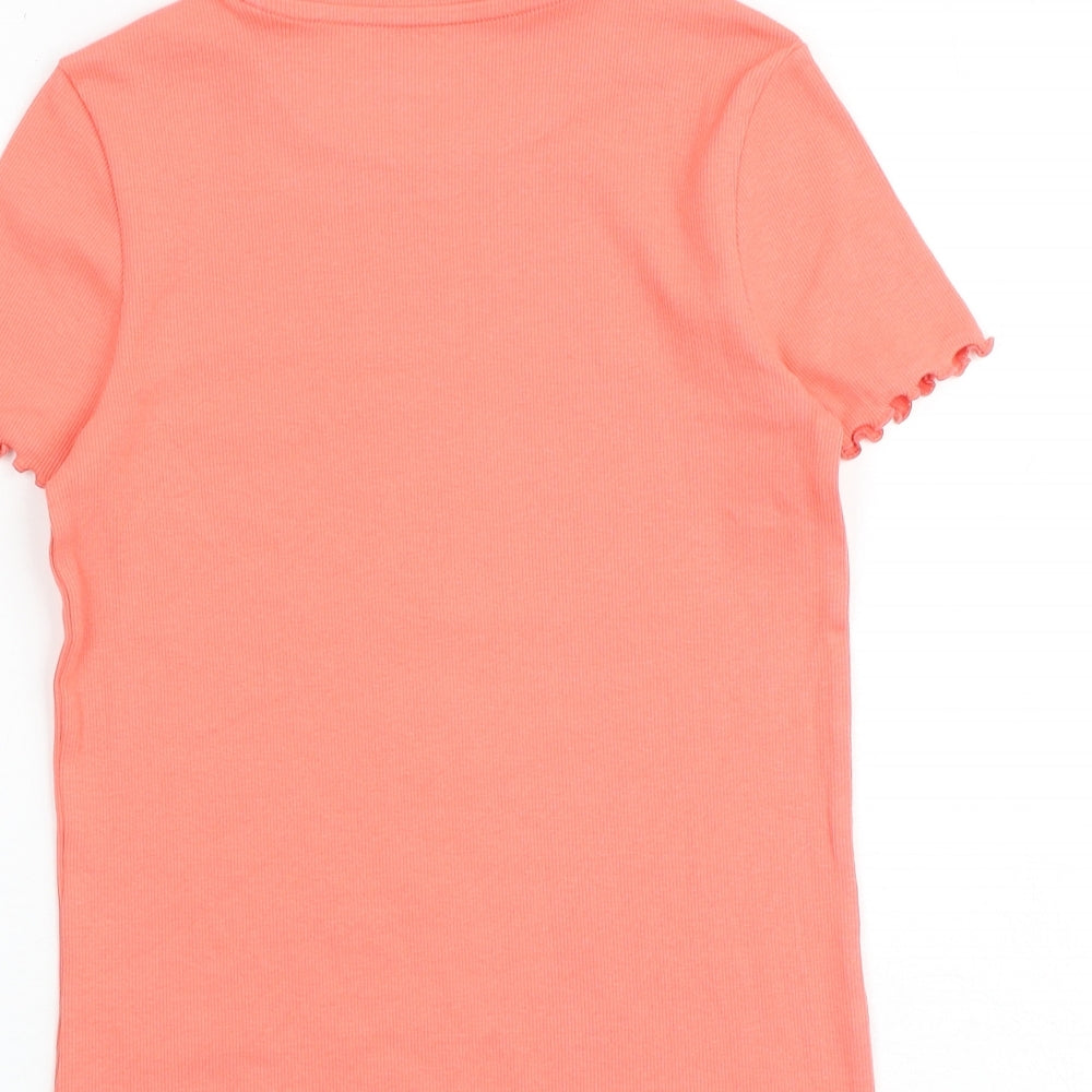 Marks and Spencer Girls Pink Cotton Basic T-Shirt Size 10-11 Years Round Neck Pullover