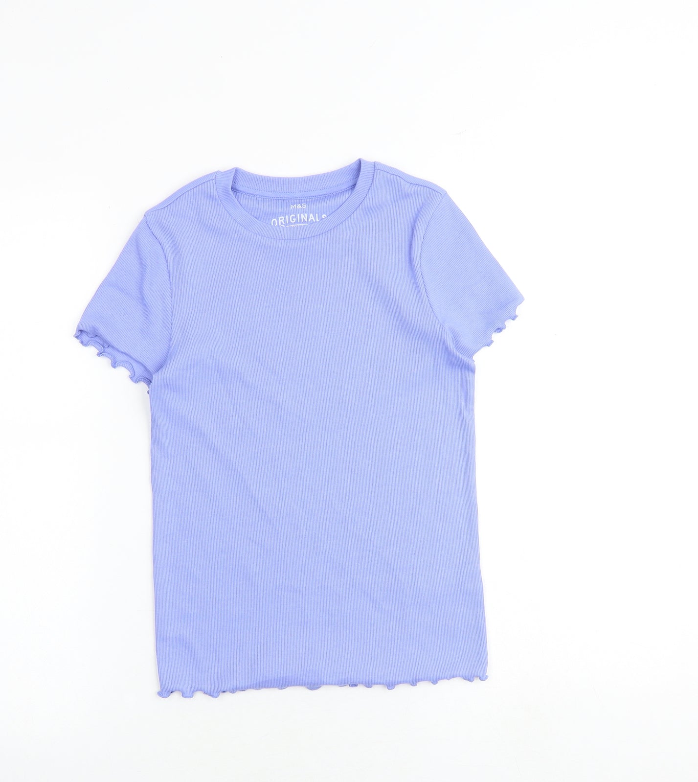 Marks and Spencer Girls Purple Cotton Basic T-Shirt Size 10-11 Years Round Neck Pullover