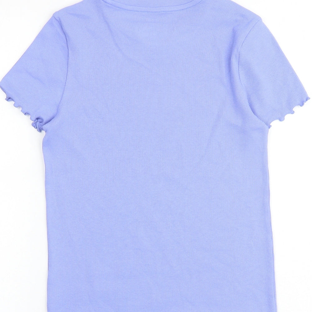 Marks and Spencer Girls Purple Cotton Basic T-Shirt Size 10-11 Years Round Neck Pullover
