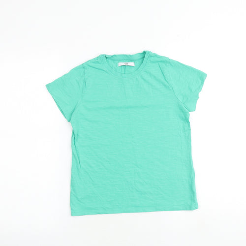 Marks and Spencer Boys Green 100% Cotton Basic T-Shirt Size 10-11 Years Round Neck Pullover