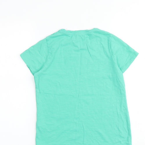 Marks and Spencer Boys Green 100% Cotton Basic T-Shirt Size 10-11 Years Round Neck Pullover