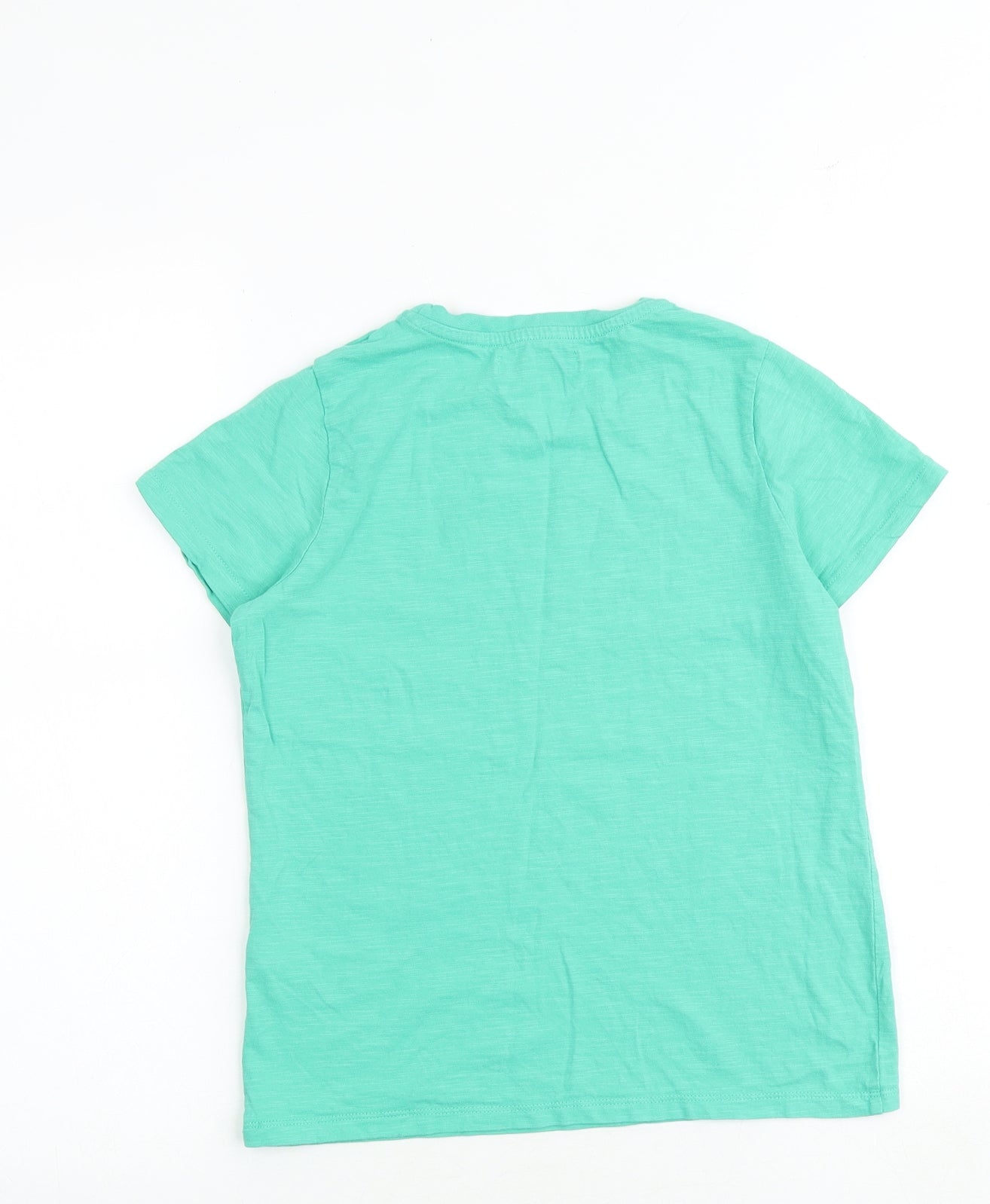 Marks and Spencer Boys Green 100% Cotton Basic T-Shirt Size 10-11 Years Round Neck Pullover