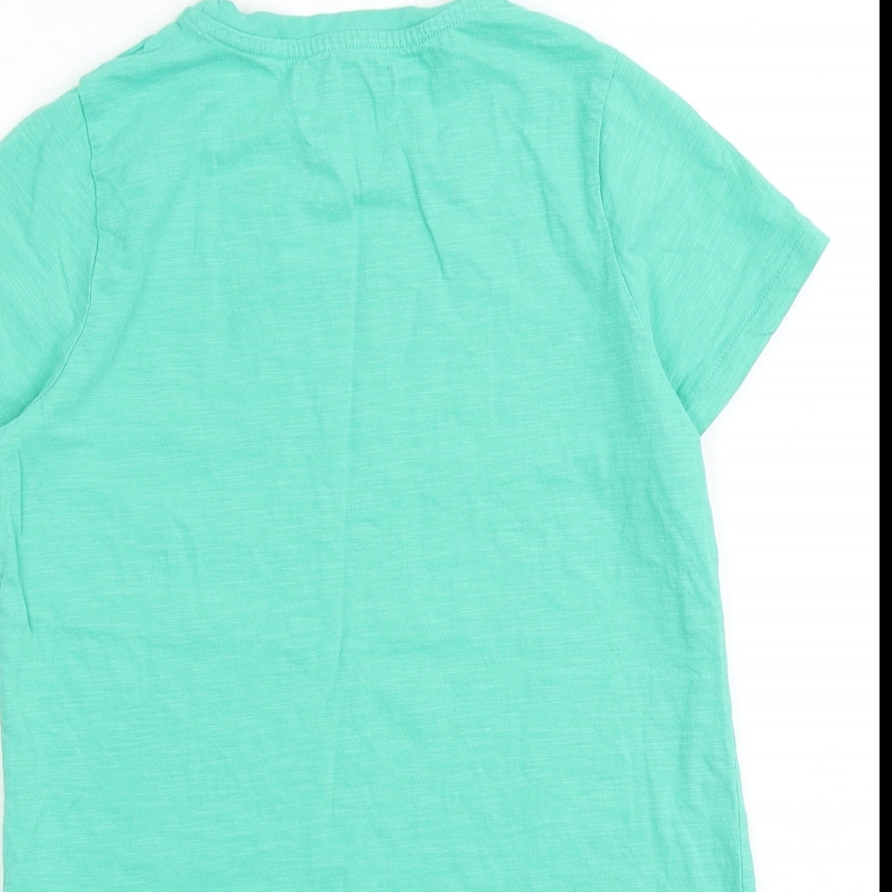 Marks and Spencer Boys Green 100% Cotton Basic T-Shirt Size 10-11 Years Round Neck Pullover