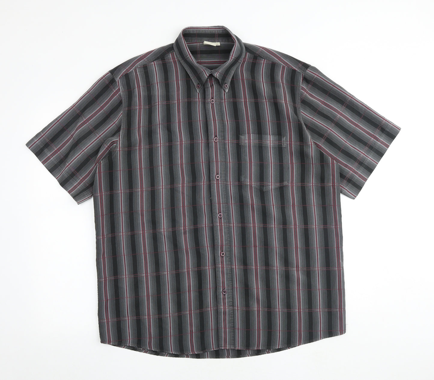 Cotton Traders Mens Multicoloured Plaid Polyester Button-Up Size L Collared Button