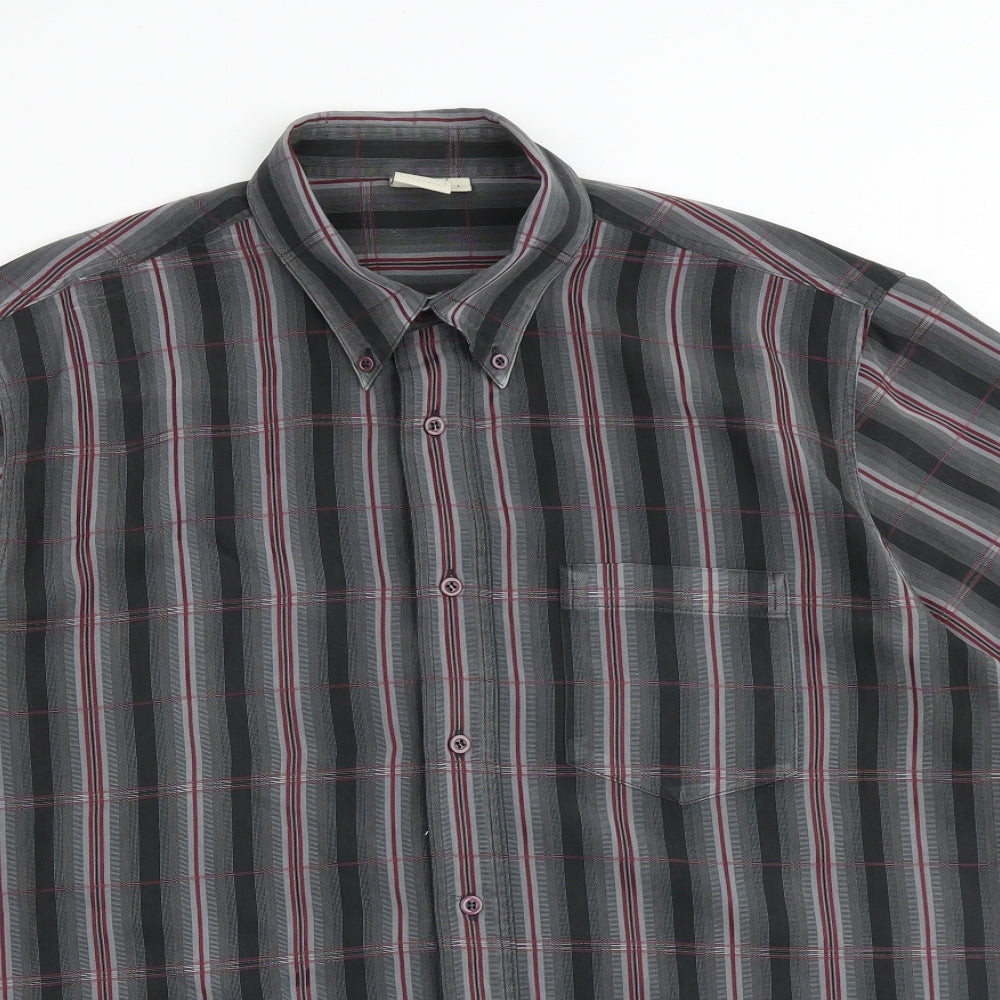 Cotton Traders Mens Multicoloured Plaid Polyester Button-Up Size L Collared Button