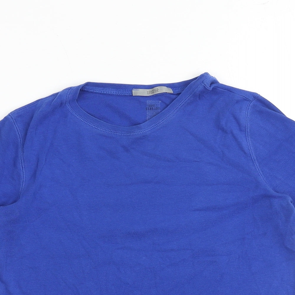 Marks and Spencer Womens Blue 100% Cotton Basic T-Shirt Size 8 Round Neck