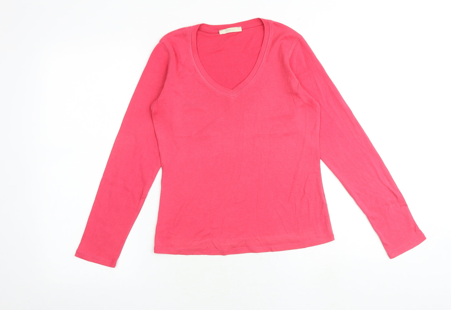 Marks and Spencer Womens Pink 100% Cotton Basic T-Shirt Size 8 V-Neck