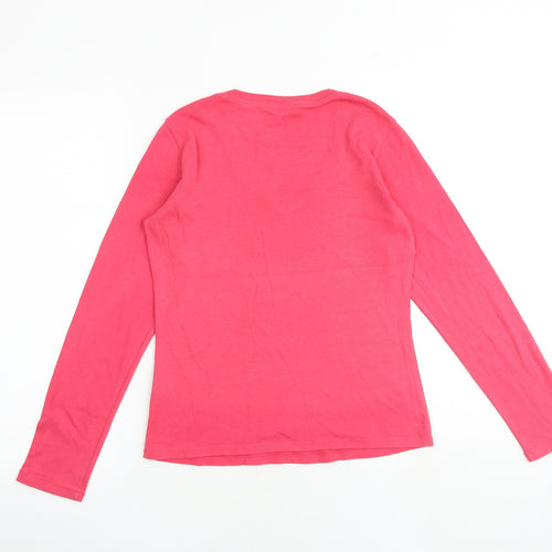 Marks and Spencer Womens Pink 100% Cotton Basic T-Shirt Size 8 V-Neck