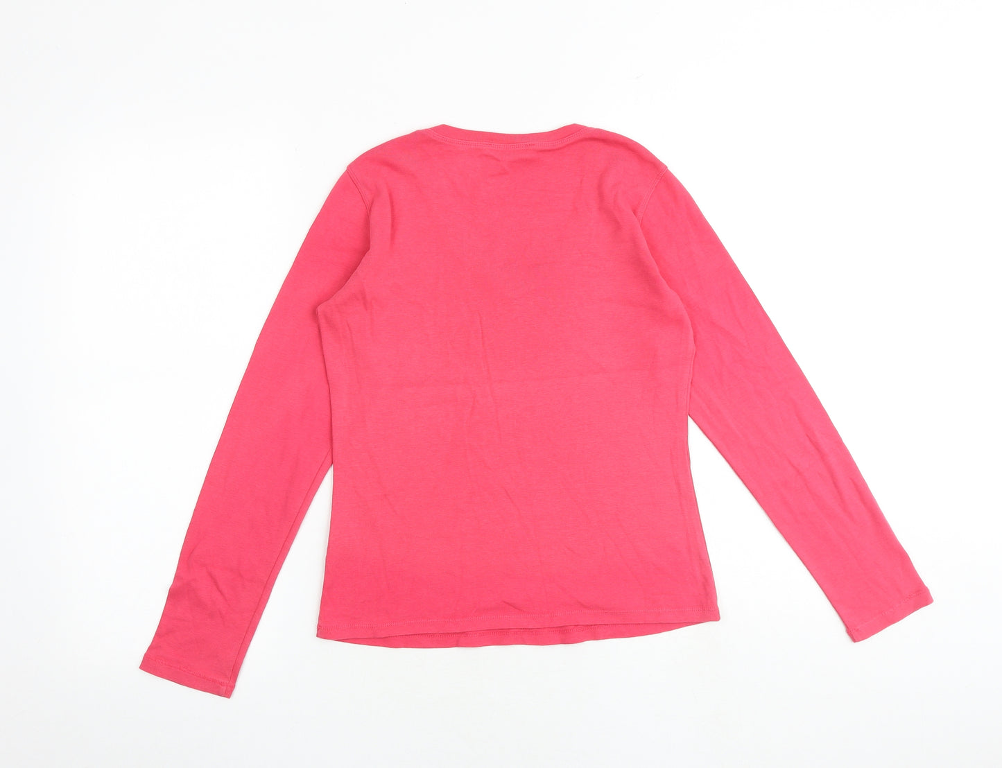 Marks and Spencer Womens Pink 100% Cotton Basic T-Shirt Size 8 V-Neck