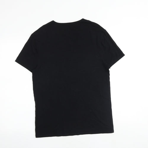 Autograph Mens Black Cotton T-Shirt Size M Round Neck