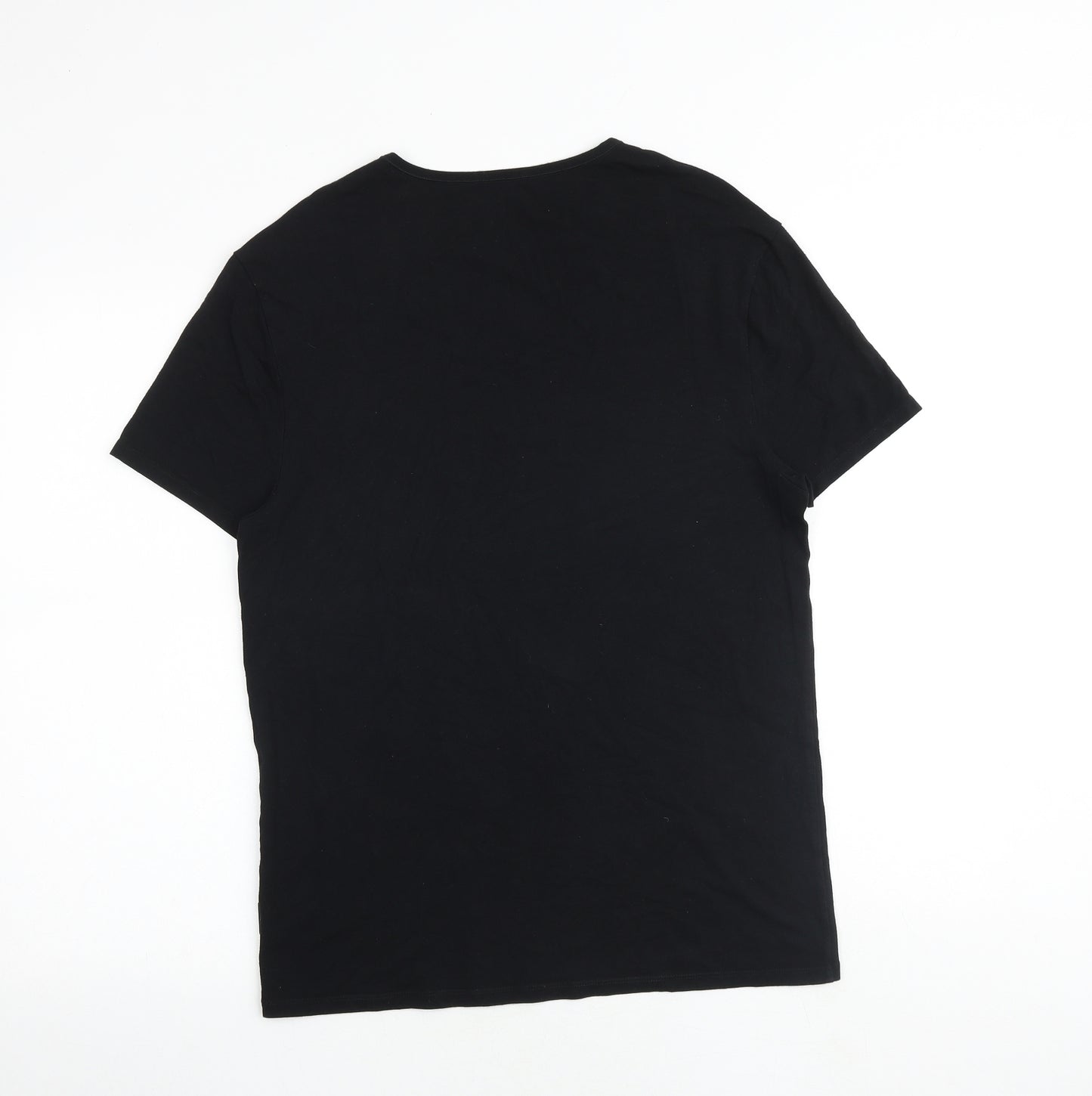 Autograph Mens Black Cotton T-Shirt Size M Round Neck