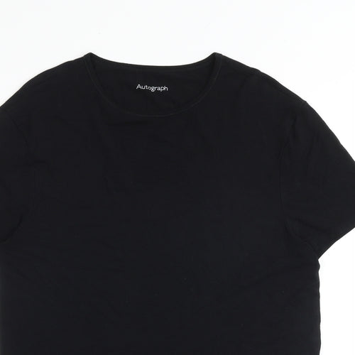 Autograph Mens Black Cotton T-Shirt Size M Round Neck