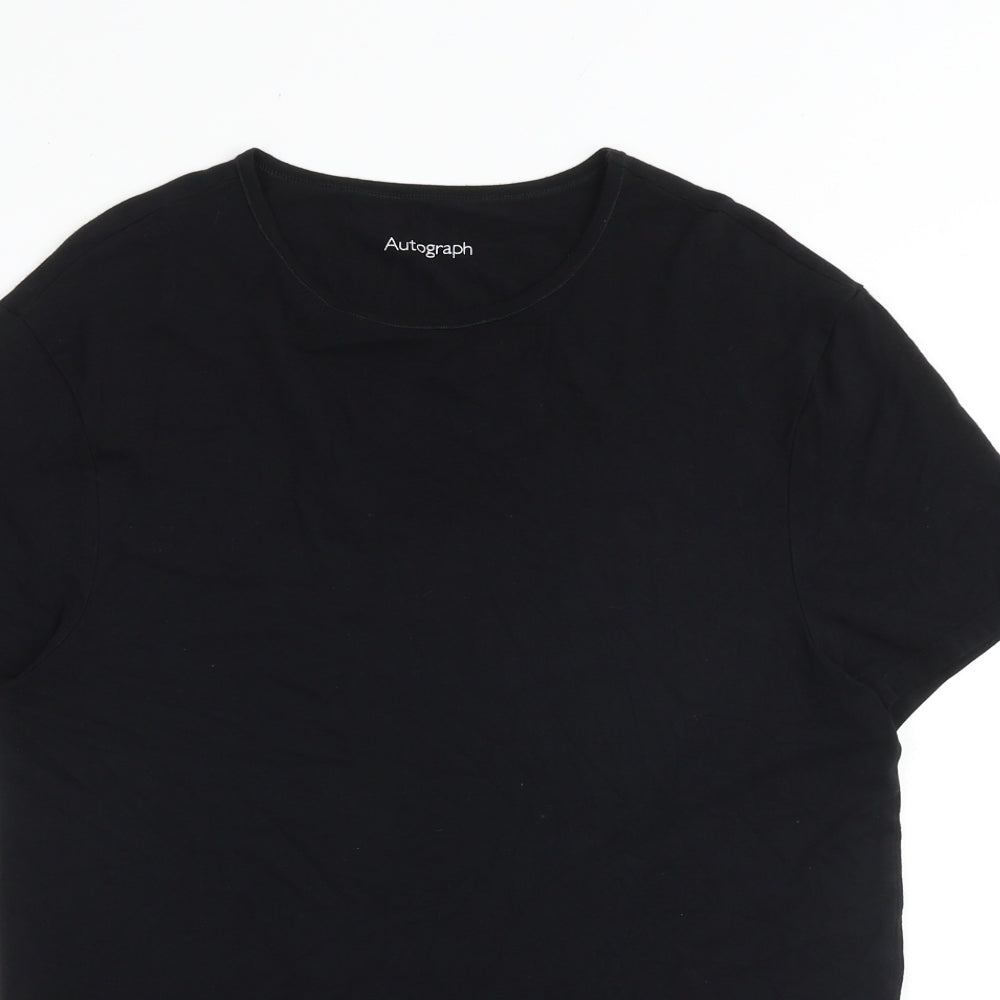 Autograph Mens Black Cotton T-Shirt Size M Round Neck