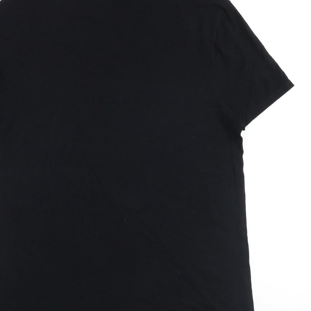 Autograph Mens Black Cotton T-Shirt Size M Round Neck