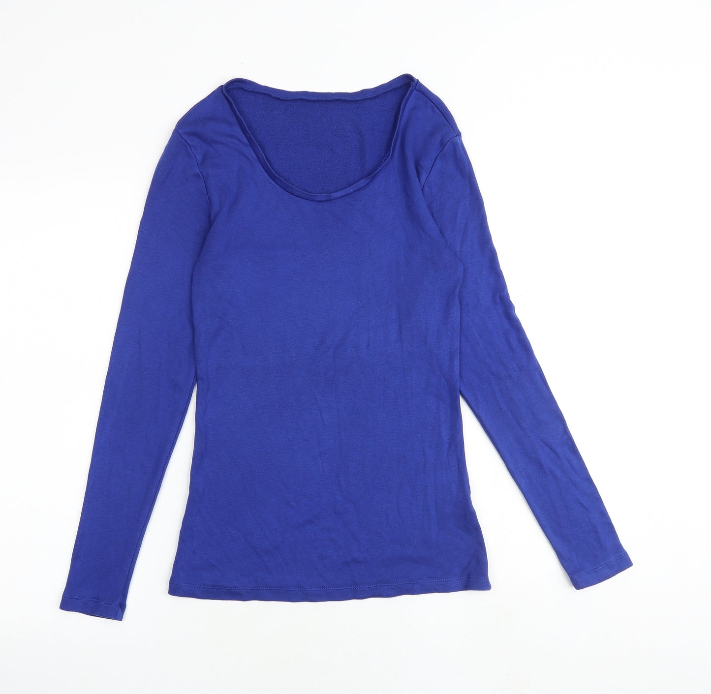 Marks and Spencer Womens Blue Acrylic Basic T-Shirt Size 10 Scoop Neck