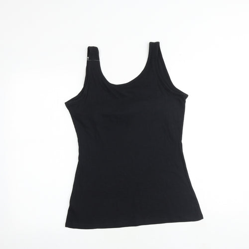 Marks and Spencer Womens Black Cotton Basic Tank Size 18 Scoop Neck