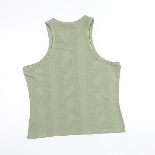 Marks and Spencer Womens Green Cotton Basic Tank Size 18 Round Neck - Ribbed