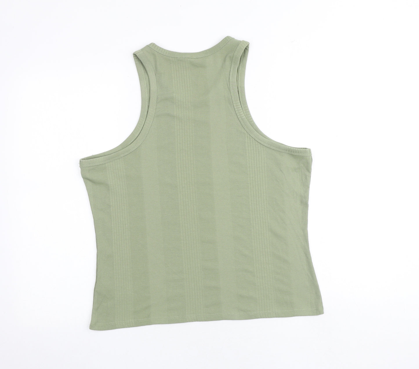 Marks and Spencer Womens Green Cotton Basic Tank Size 18 Round Neck - Ribbed