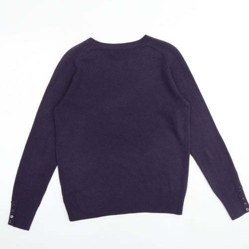 Marks and Spencer Womens Purple Round Neck Acrylic Pullover Jumper Size 10