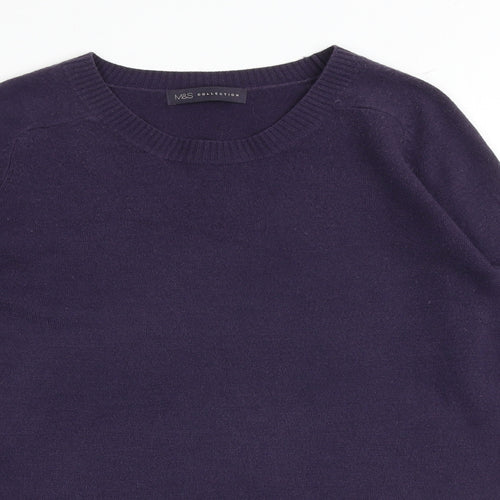 Marks and Spencer Womens Purple Round Neck Acrylic Pullover Jumper Size 10
