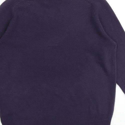 Marks and Spencer Womens Purple Round Neck Acrylic Pullover Jumper Size 10