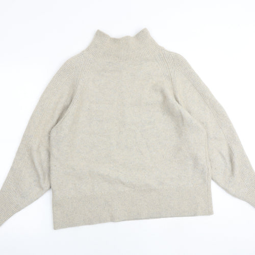 COS Womens Beige High Neck Acrylic Pullover Jumper Size M