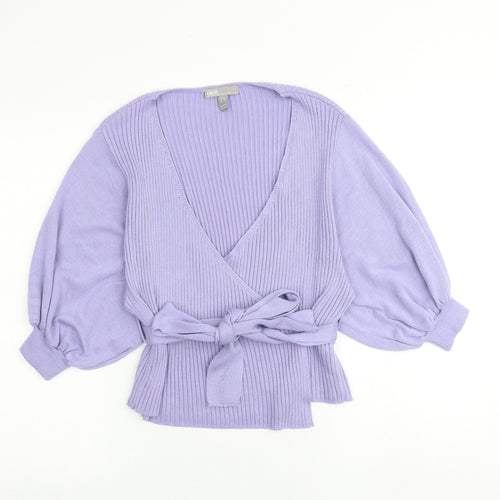 ASOS Womens Purple V-Neck Acrylic Cardigan Jumper Size 8