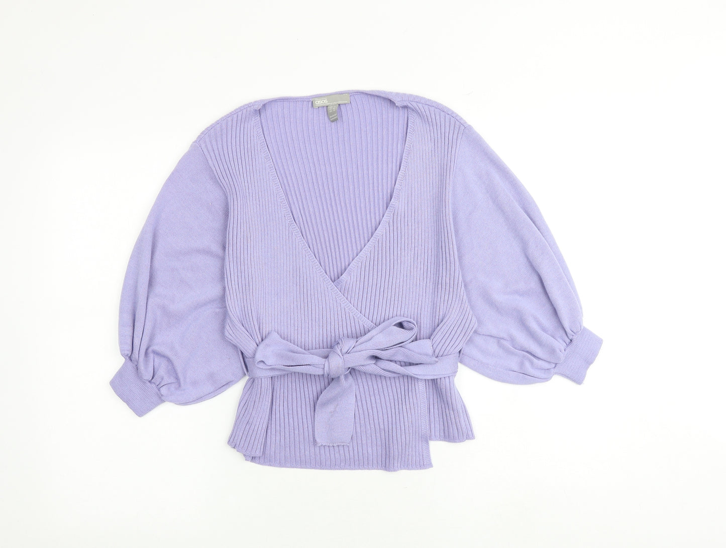 ASOS Womens Purple V-Neck Acrylic Cardigan Jumper Size 8