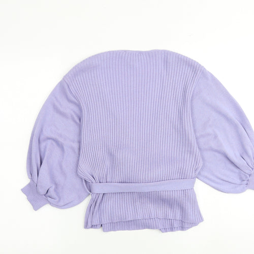 ASOS Womens Purple V-Neck Acrylic Cardigan Jumper Size 8