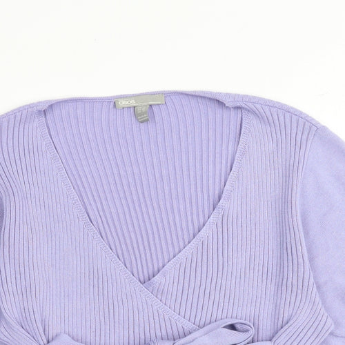 ASOS Womens Purple V-Neck Acrylic Cardigan Jumper Size 8