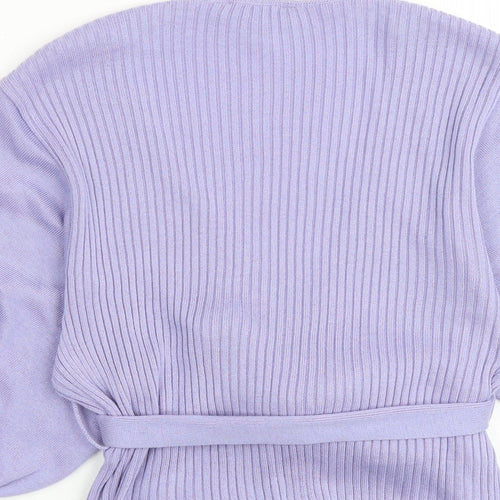 ASOS Womens Purple V-Neck Acrylic Cardigan Jumper Size 8