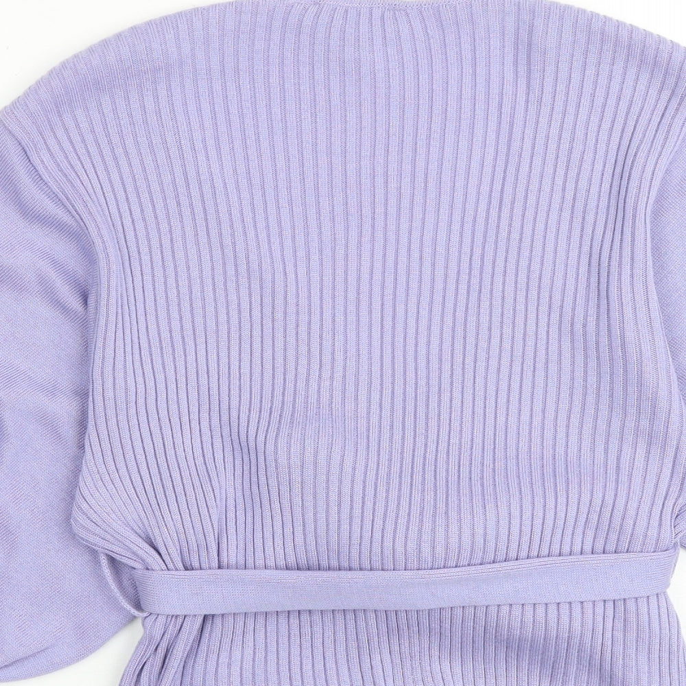 ASOS Womens Purple V-Neck Acrylic Cardigan Jumper Size 8