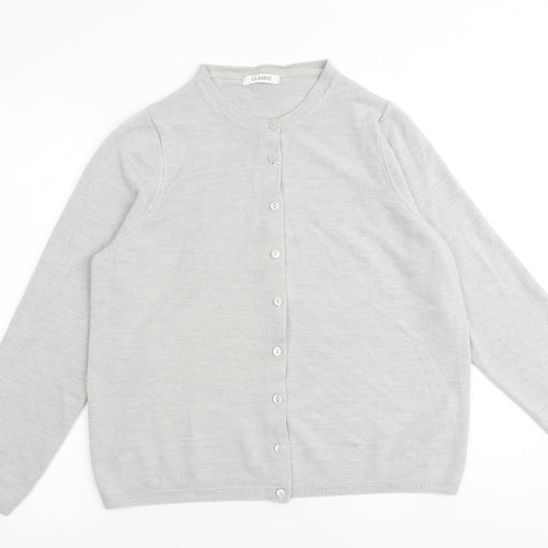 Classic Womens Grey Round Neck Acrylic Cardigan Jumper Size 18