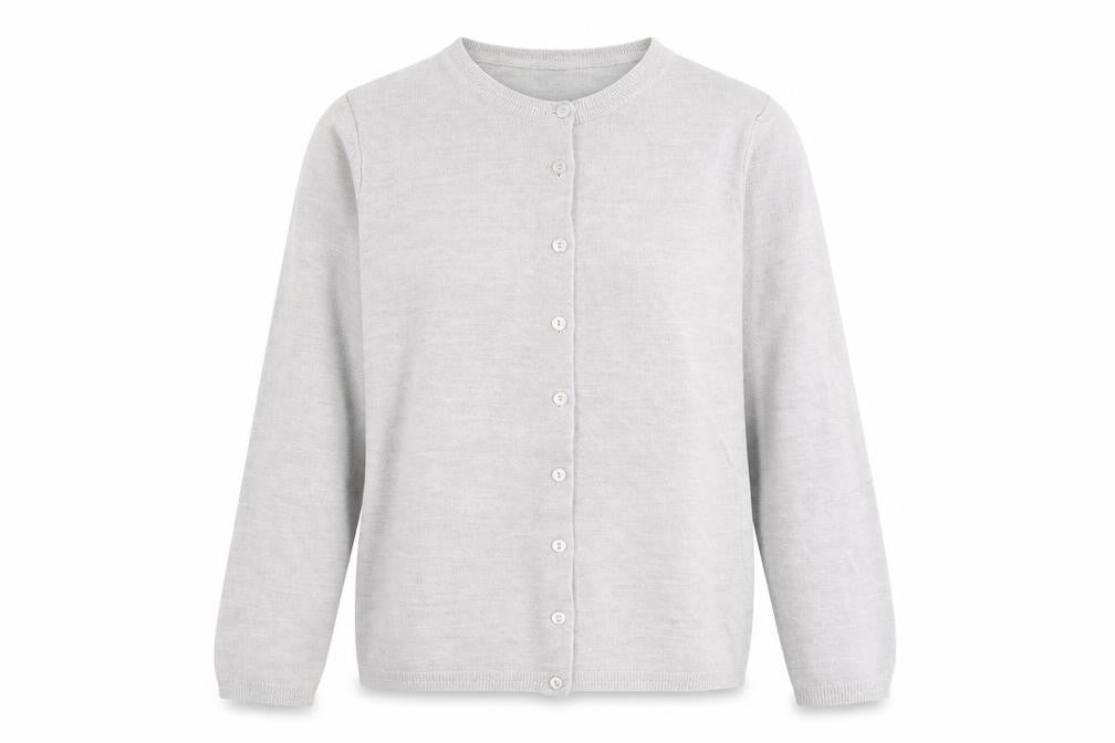 Classic Womens Grey Round Neck Acrylic Cardigan Jumper Size 18