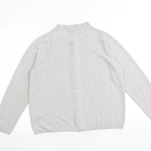 Classic Womens Grey Round Neck Acrylic Cardigan Jumper Size 18